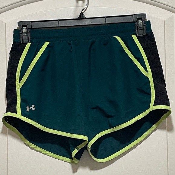 Under Armour Pants - Under Armour Women's Fly By 2.0 Sz Small 3” Teal Black Yellow Running Shorts